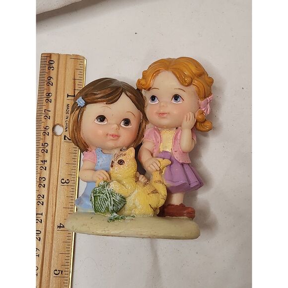 Tender Times Figurine – Two Girls with Cat & Yarn – Collectible Home Decor - Picture 8 of 8